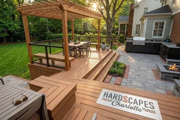 Composite deck with pergola